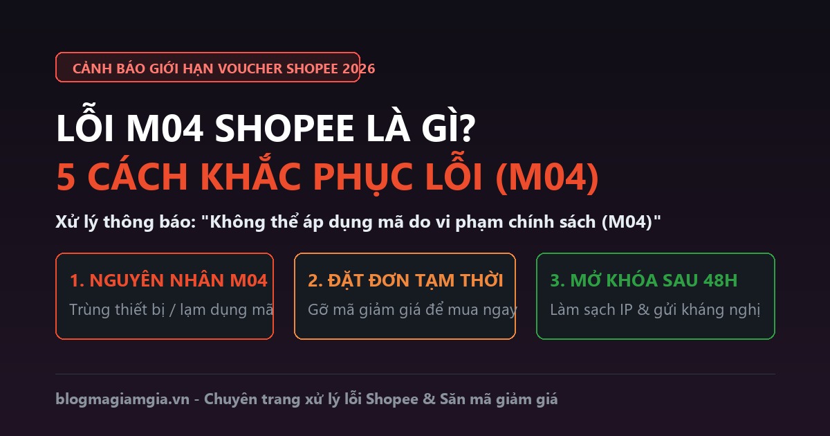 Lỗi M04 Shopee là gì nguyên nhân và 5 cách khắc phục lỗi không áp dụng được mã giảm giá