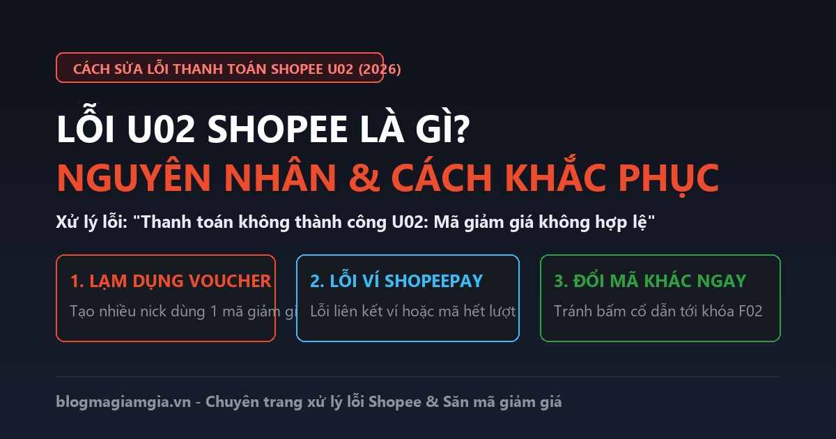 Lỗi U02 Shopee là gì nguyên nhân và 5 cách khắc phục lỗi thanh toán không thành công U02