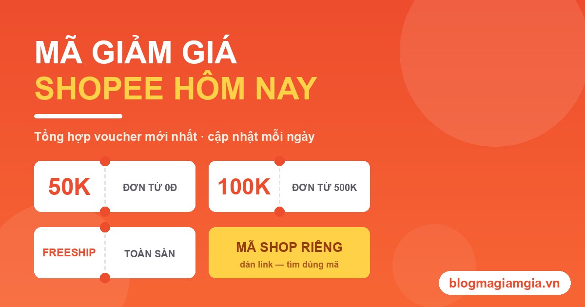 Tổng hợp mã giảm giá Shopee hôm nay trên blogmagiamgia.vn