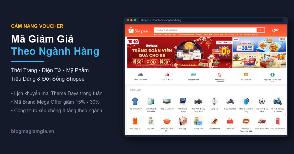 Mã Giảm Giá Shopee Theo Ngành Hàng Thời Trang Điện Tử Mỹ Phẩm