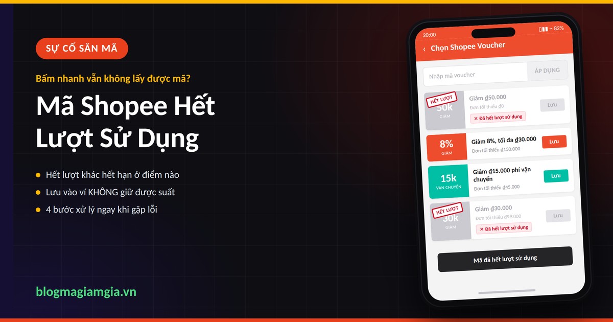 Thông báo mã giảm giá Shopee đã hết lượt sử dụng khi thanh toán