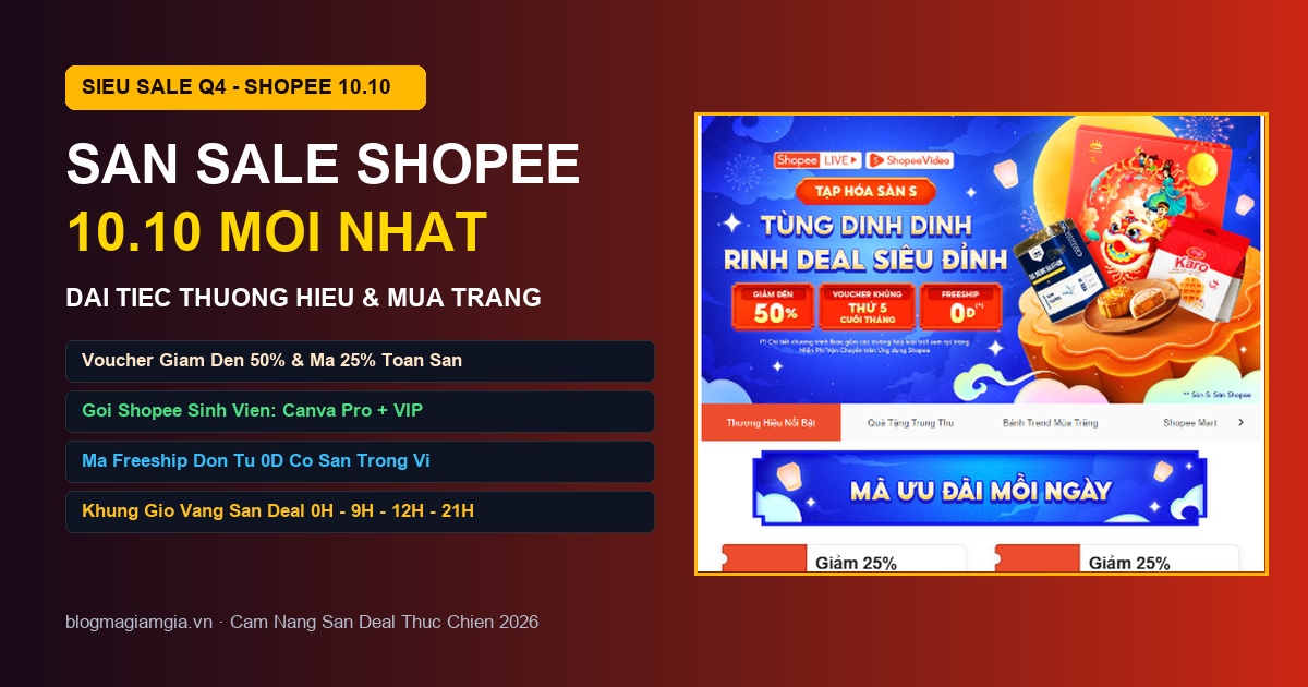 Săn sale Shopee 10.10 đại tiệc thương hiệu và voucher khủng
