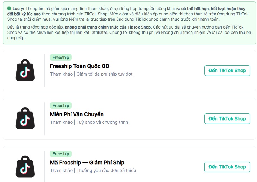 Các loại mã Freeship phổ biến trên TikTok Shop