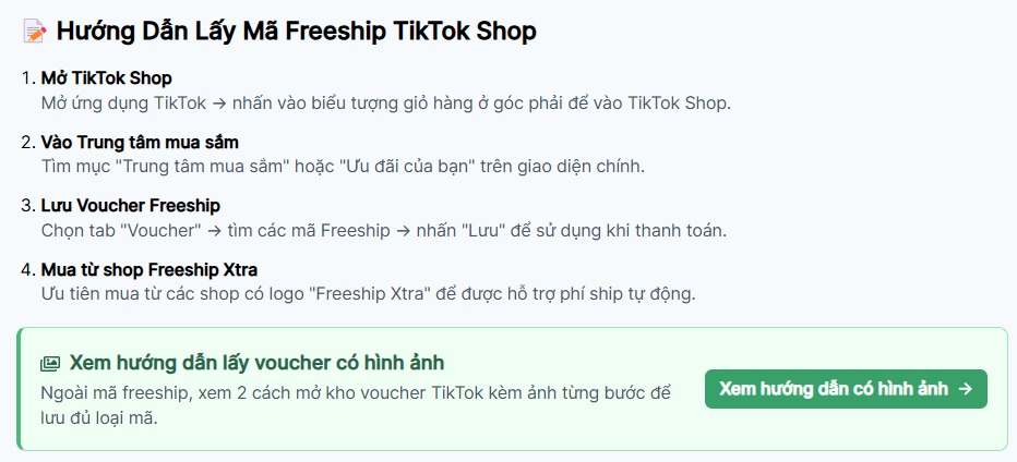 4 bước lấy mã freeship từ trung tâm mua sắm TikTok Shop